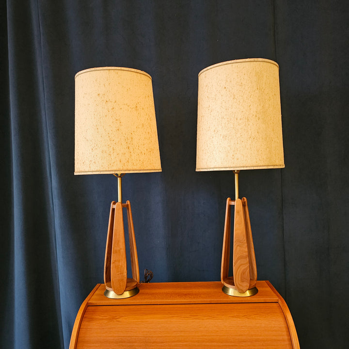 MCM Walnut & Brass Table Lamp