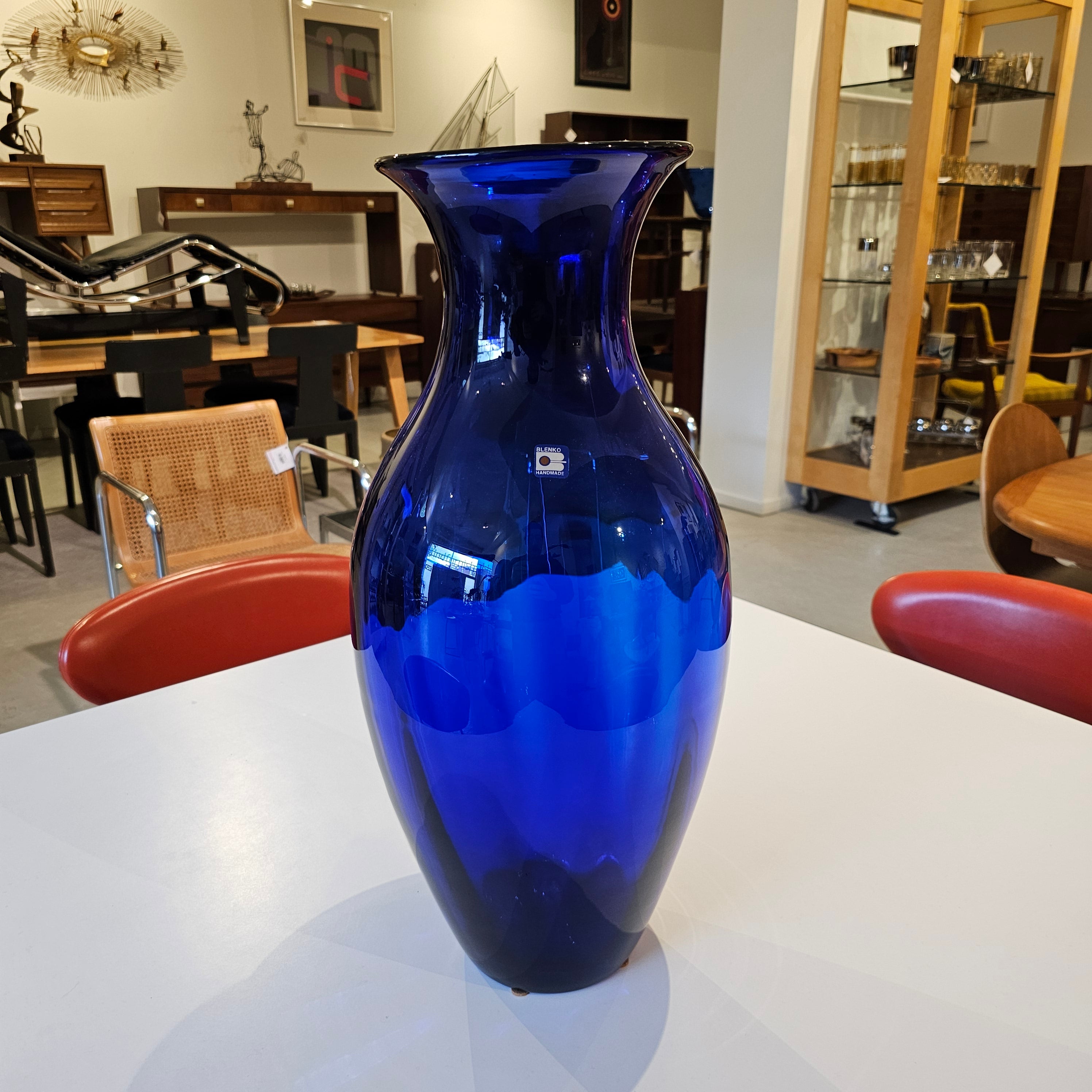 Oversized Cobalt Blue Blenko Vase – findfurnish
