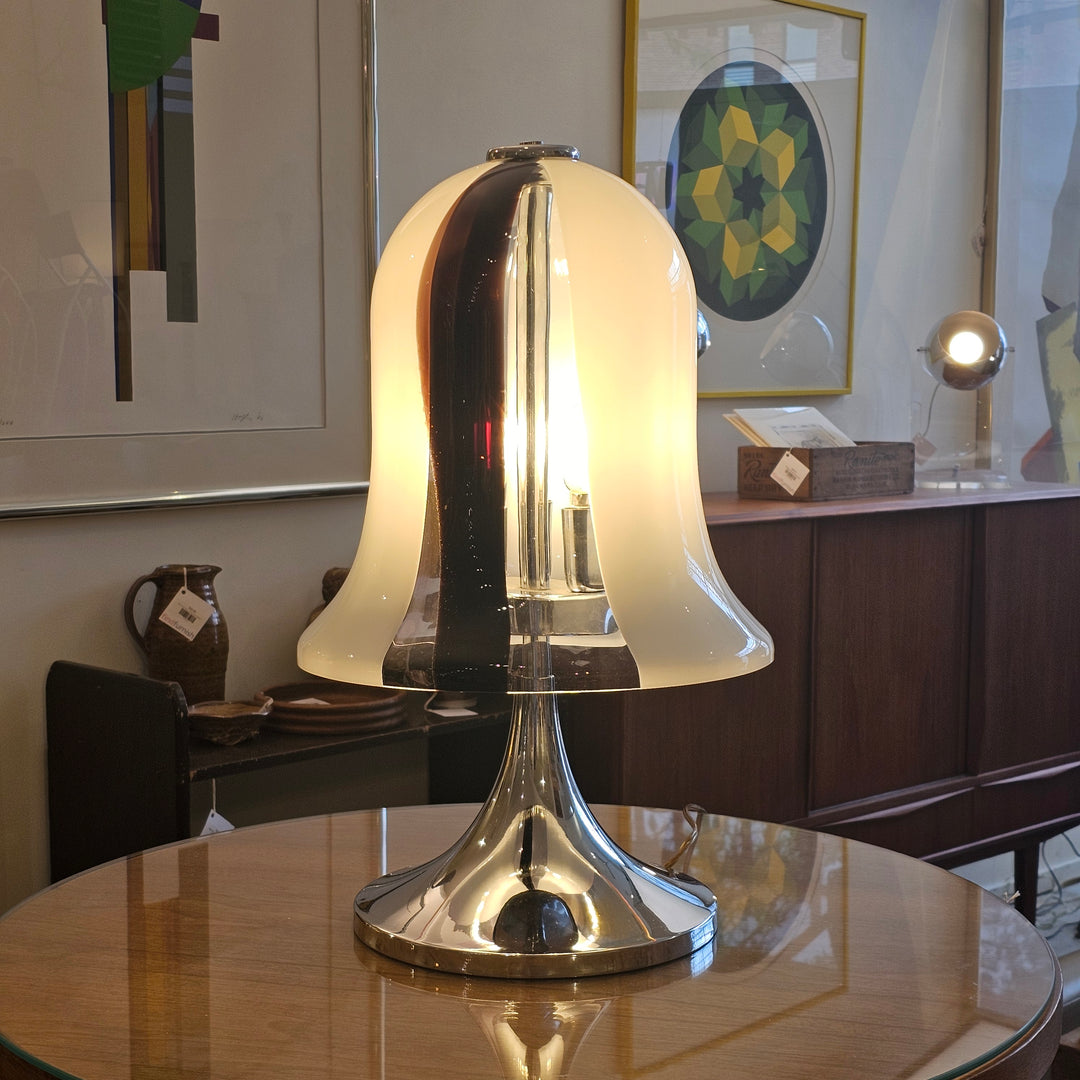 Vintage Murano Glass & Chrome Table Lamp – Italy, 1970s