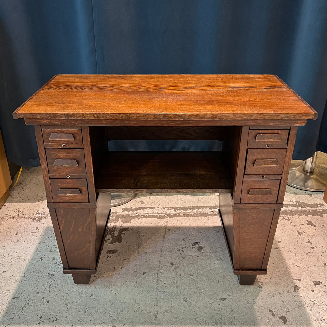 Petite Oak Desk w/Tiny Drawers & Cabinets