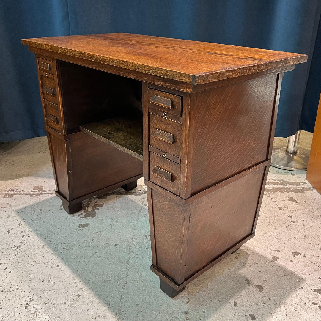 Petite Oak Desk w/Tiny Drawers & Cabinets