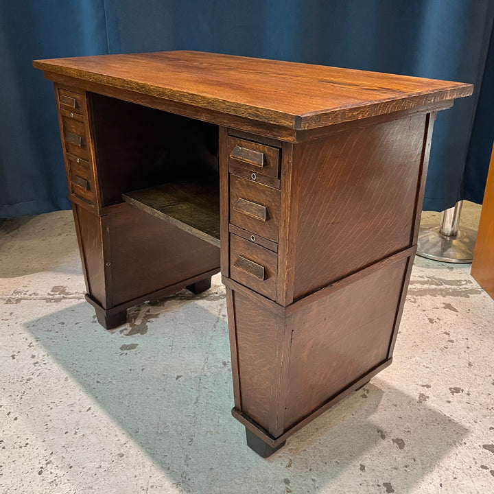 Petite Oak Desk w/Tiny Drawers & Cabinets
