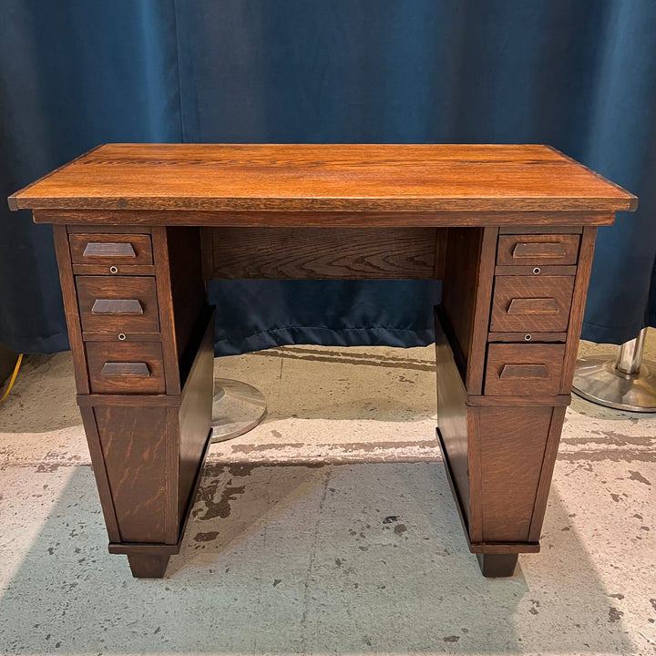 Petite Oak Desk w/Tiny Drawers & Cabinets