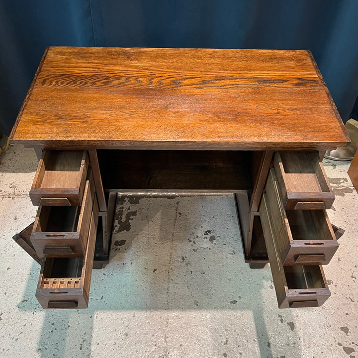 Petite Oak Desk w/Tiny Drawers & Cabinets