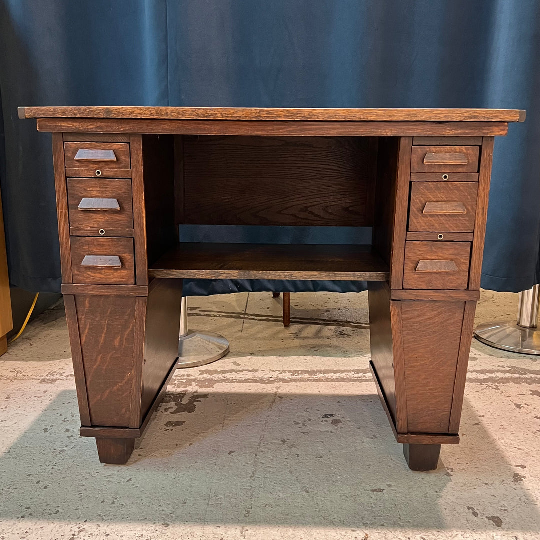 Petite Oak Desk w/Tiny Drawers & Cabinets