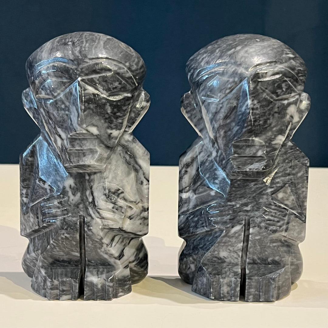Dark Grey Marble Figure Bookends