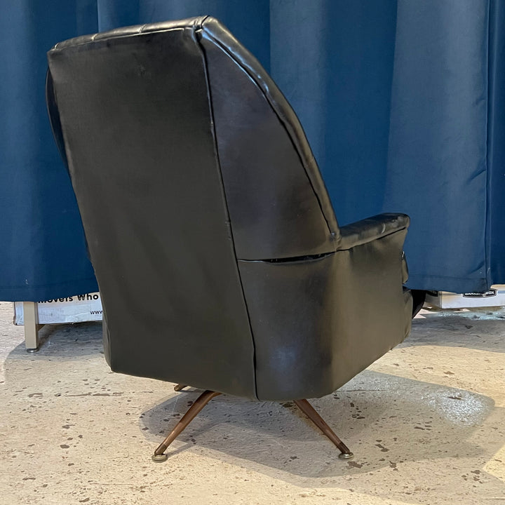 1960s Black Vinyl Swivel Lounge Chair