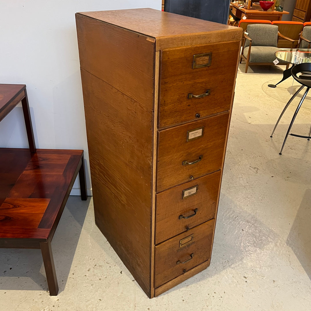 Oak 4-Drawer File Cabinet with Plywood Sides