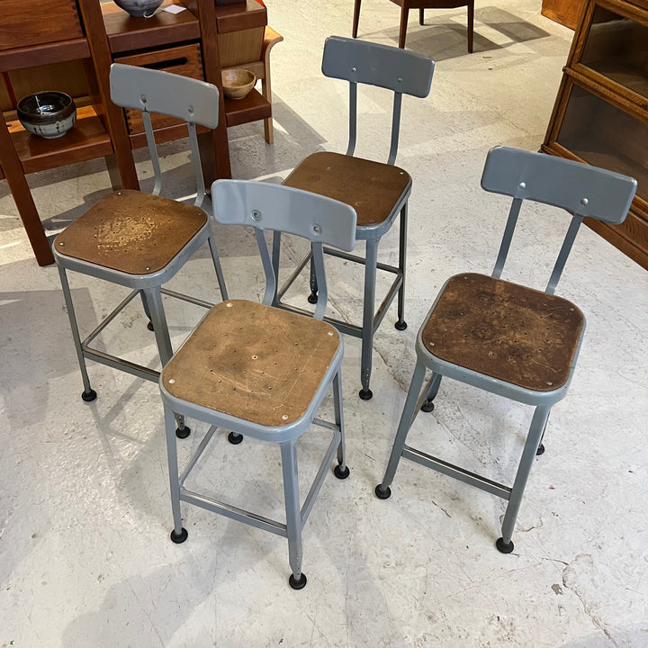 Lyon Industrial Metal Stool w/Backrest (Gray)
