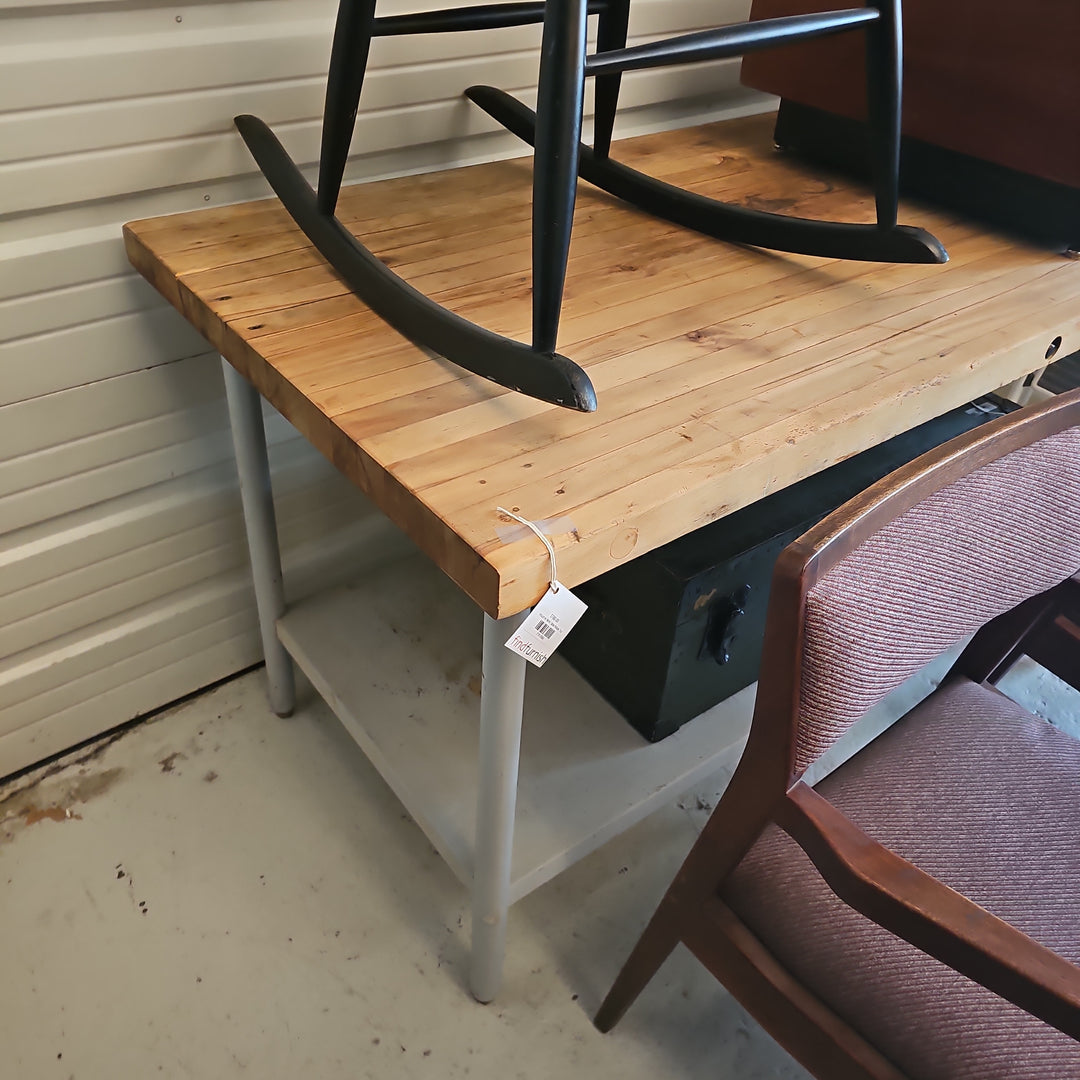 Industrial Work Table Maple Top