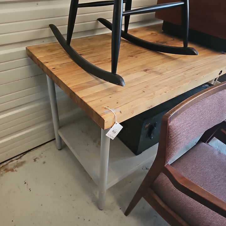 Industrial Work Table Maple Top
