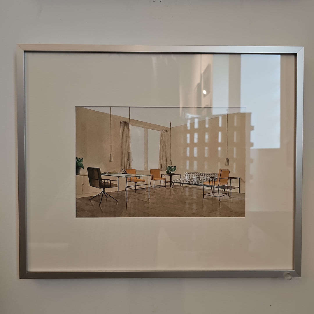 Mid Century Interior Design Rendering