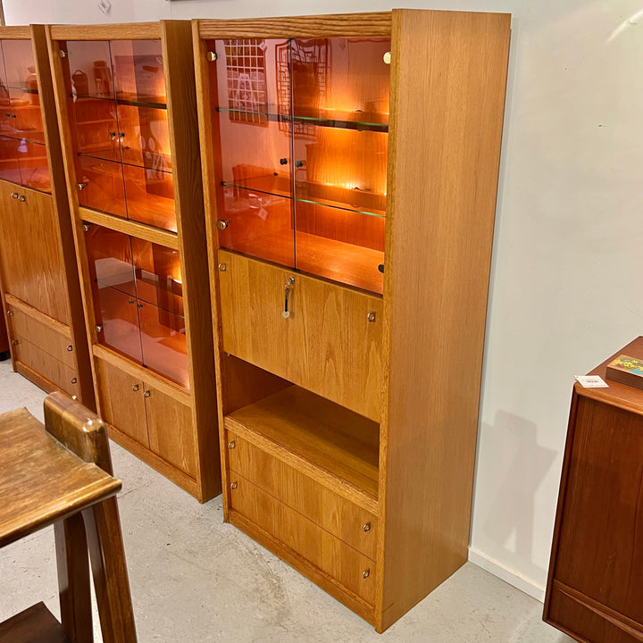Belgian Blond Oak Display Cabinet/Secretary