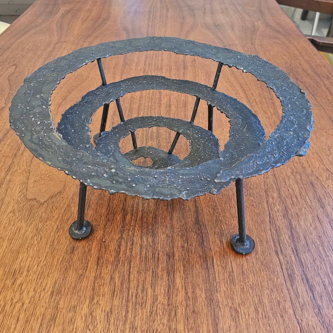 Brutalist Torch Cut Spiral Centerpiece Bowl