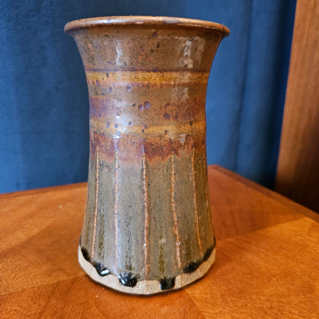 Ceramic Vase w/Ridged Lower Half