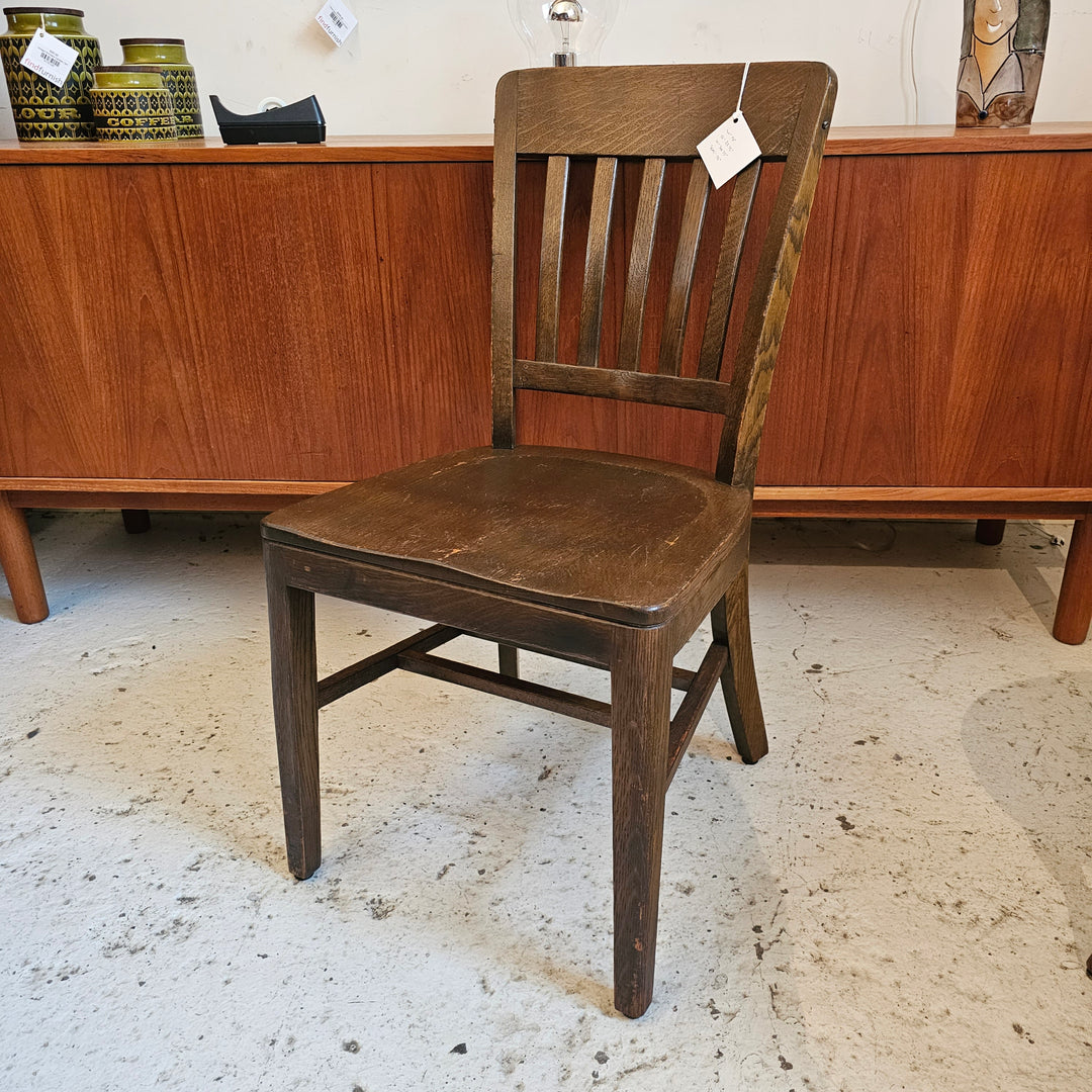 Antique Slat Back Oak School Chair