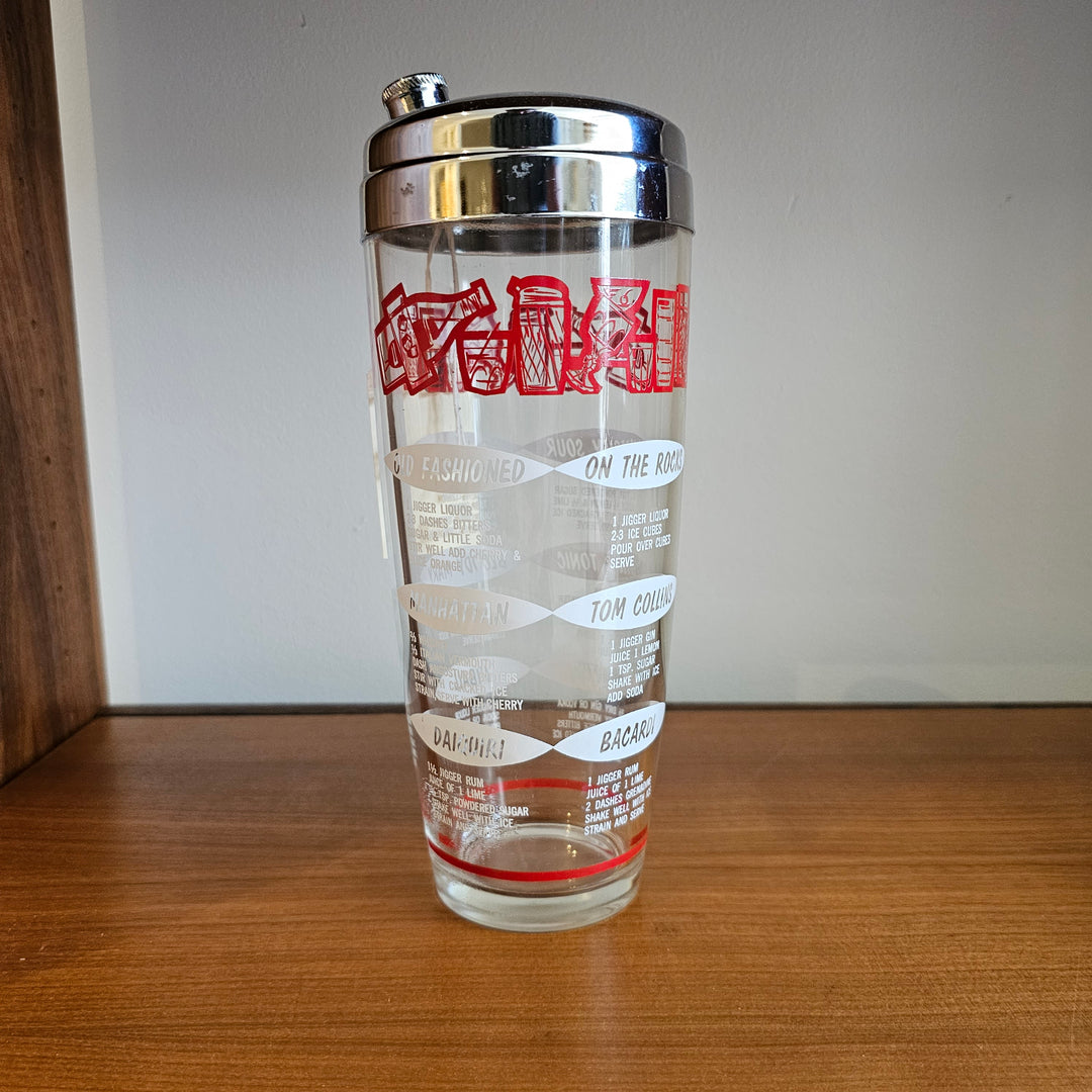 Red/White 'Recipes' Cocktail Shaker