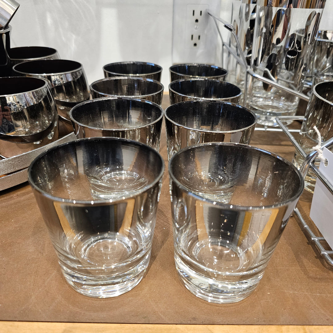 (8) QL Silver Fade Flared Rocks Glasses