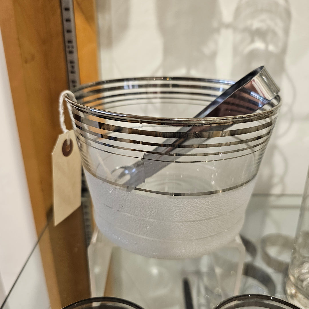 West VA Glass Frost-Nip Ice Bucket w/ Tongs