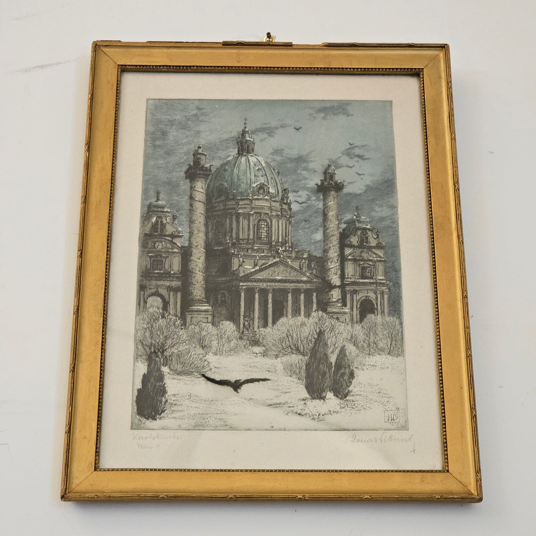 Framed Litho of St. Charle's Church, Artist Signed