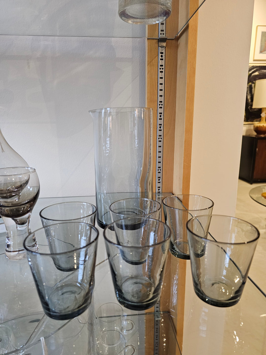 7 pc Smokey Blue Cylindrical Cocktail Set