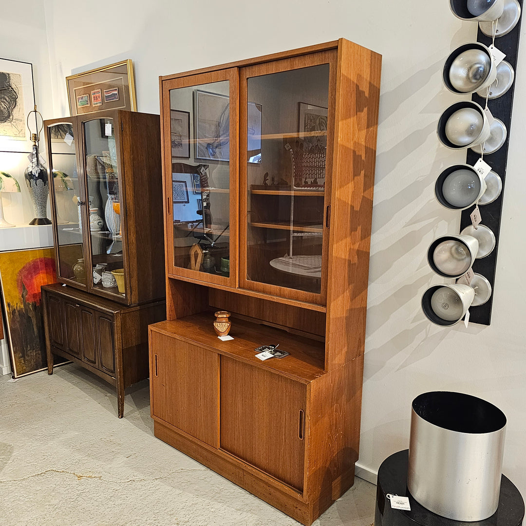 Teak Hutch Cabinet w/ Sliding Doors
