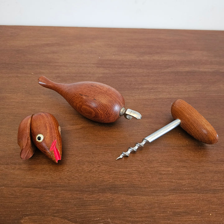 Danish Teak Bottle Opener / Cork Screw