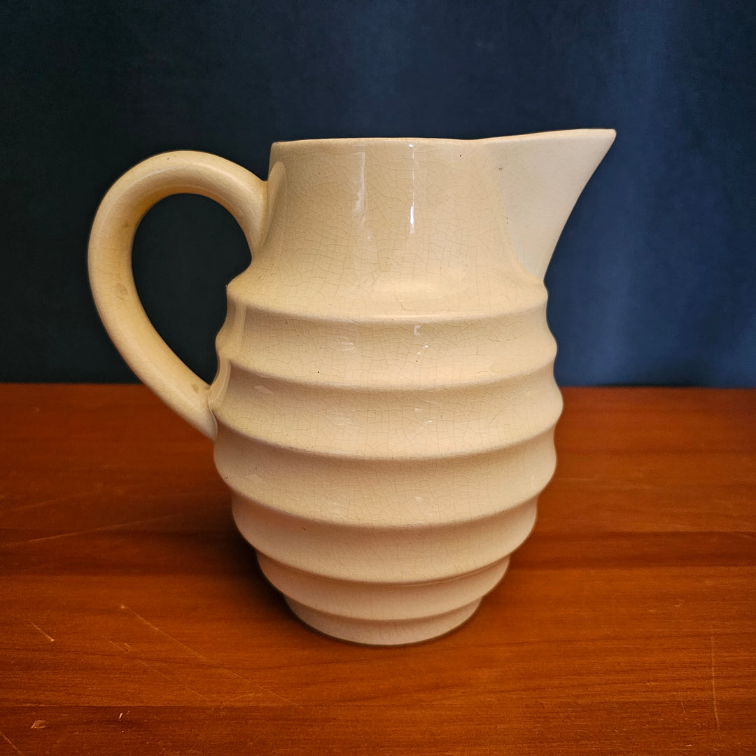 Ceramic Pitcher with Ribbed Detail