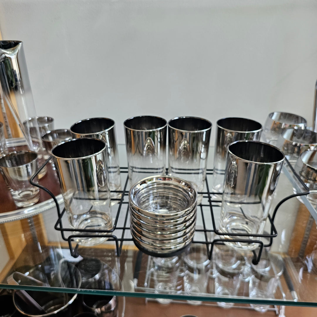 QL Silver Fade Hiballs & Coasters(6) w/Caddy