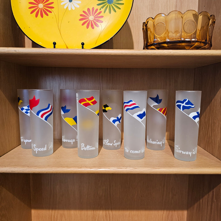 (8) Vintage Libbey Anchors Aweigh Tom Collins Glasses