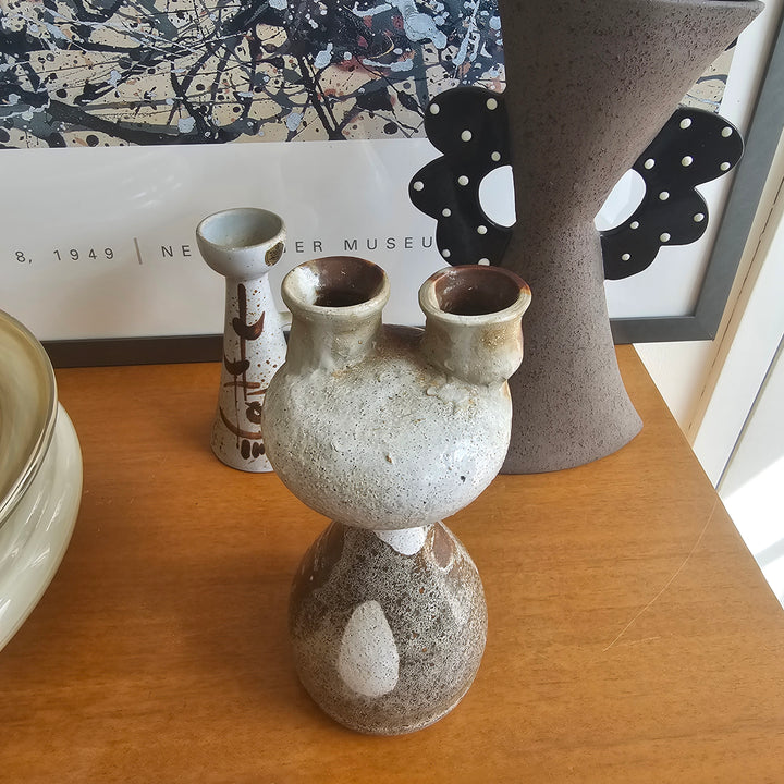Vtg Ceramic Tall Candle Holder