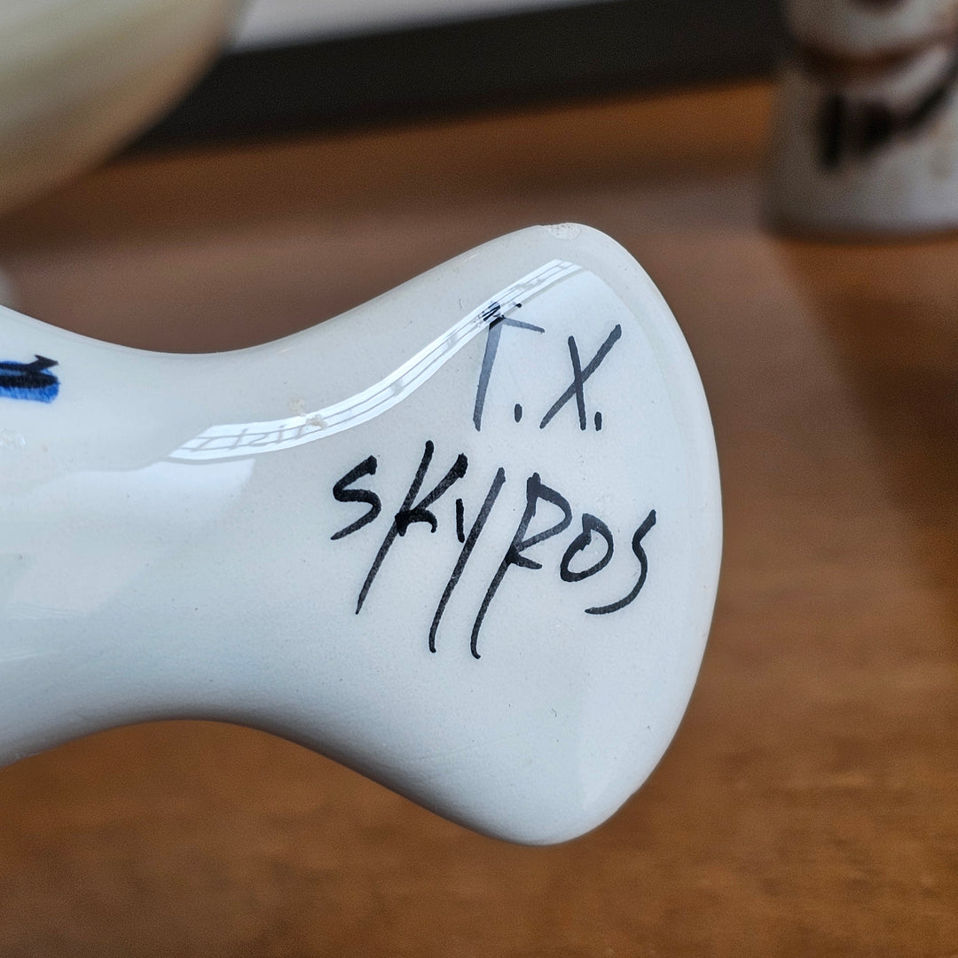 K.M Skyros Hand Painted Bird Candleholder