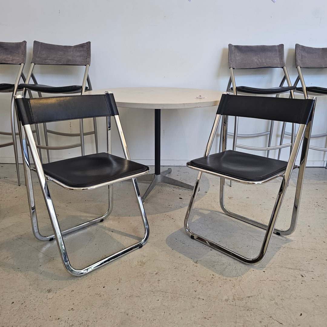 Italian Chrome & Leather Folding Chair