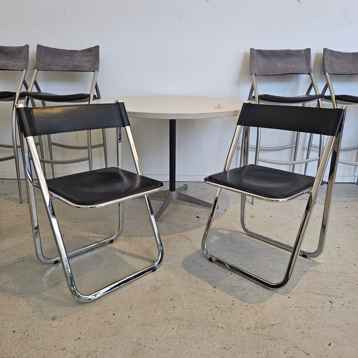Italian Chrome & Leather Folding Chair