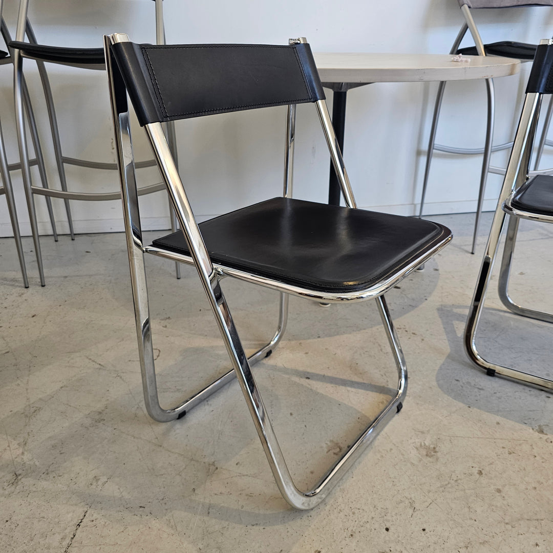 Italian Chrome & Leather Folding Chair