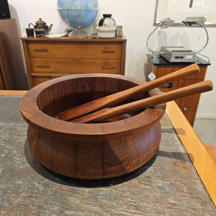 3pc Dansk Teak Large Salad Bowl w/Servers