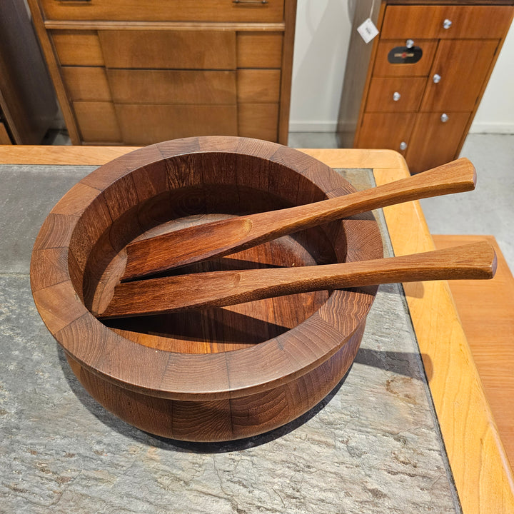 3pc Dansk Teak Large Salad Bowl w/Servers