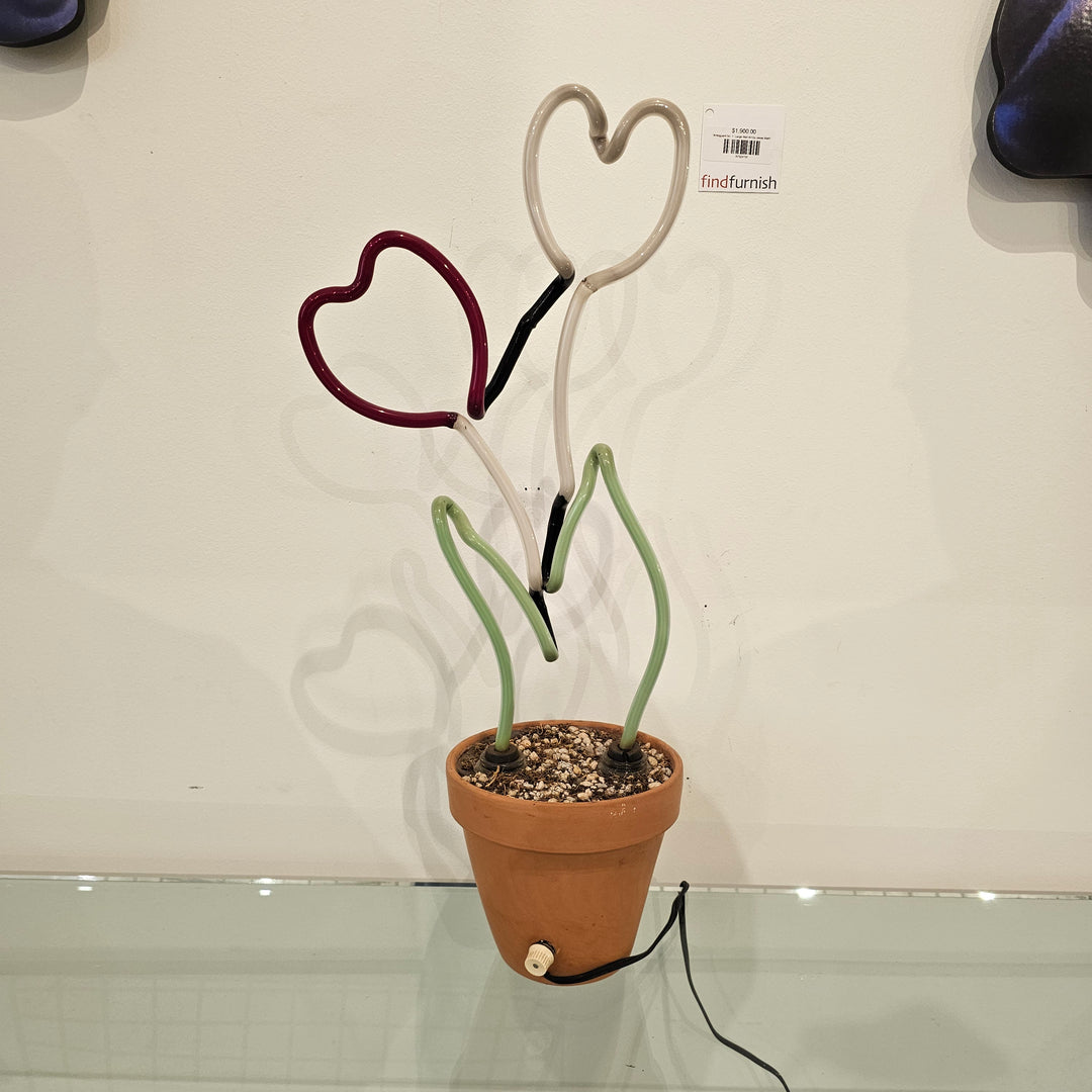 Neon Flower Pot Light Sculpture