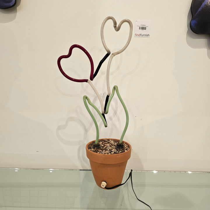 Neon Flower Pot Light Sculpture