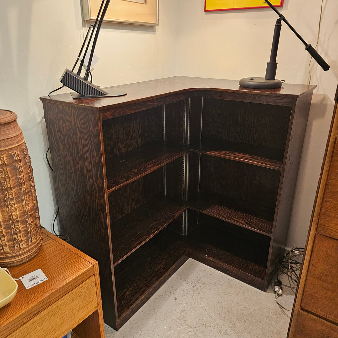 Dark Stained Corner Shelf Unit