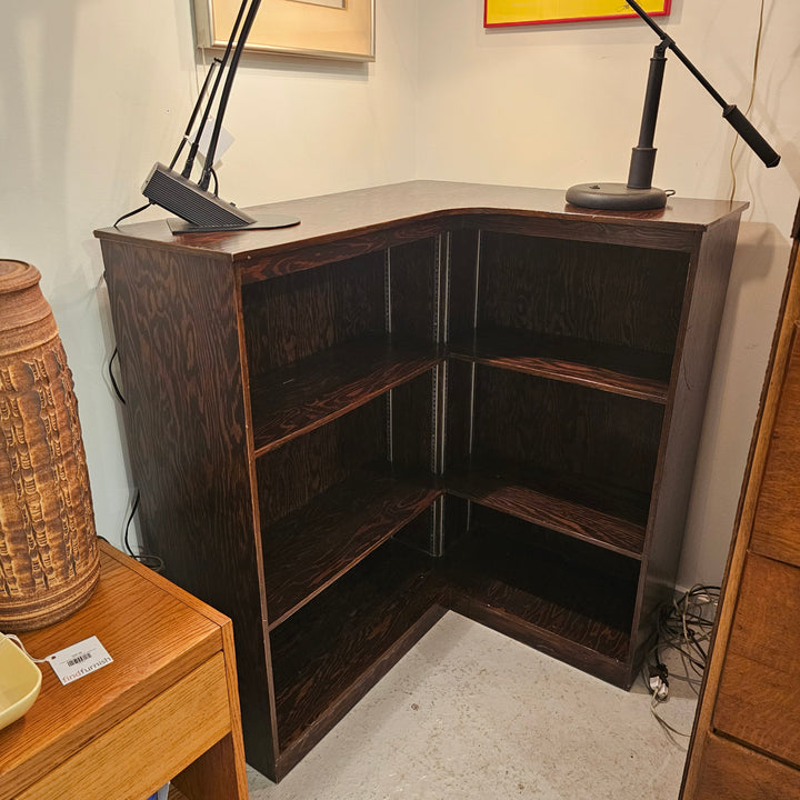 Dark Stained Corner Shelf Unit