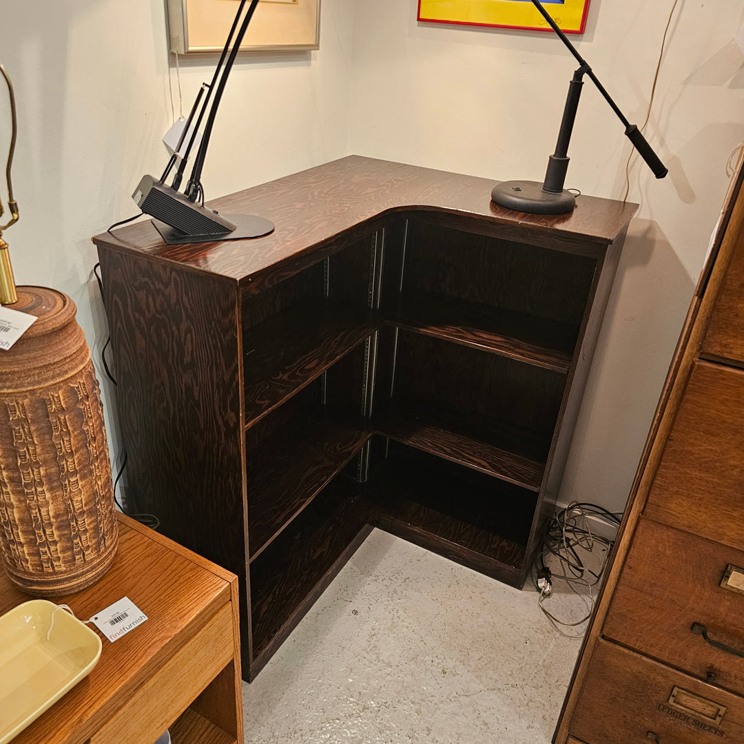 Dark Stained Corner Shelf Unit