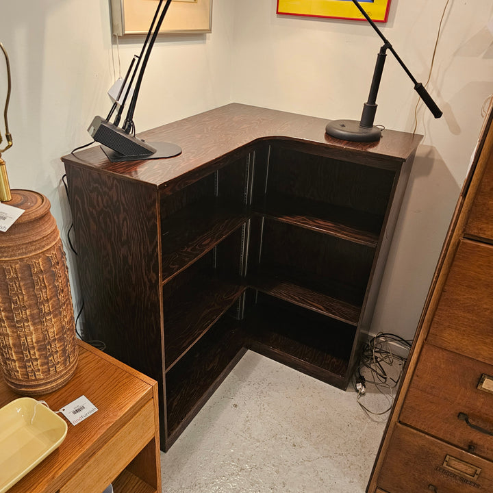 Dark Stained Corner Shelf Unit