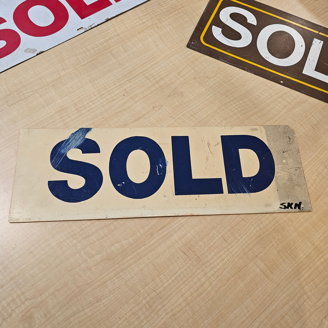 Vintage "Sold" Sign Navy & Parchment
