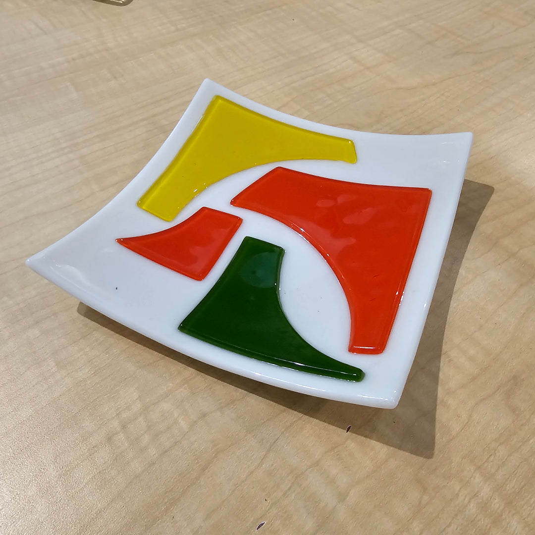 Square Geometric Fused Glass Dish