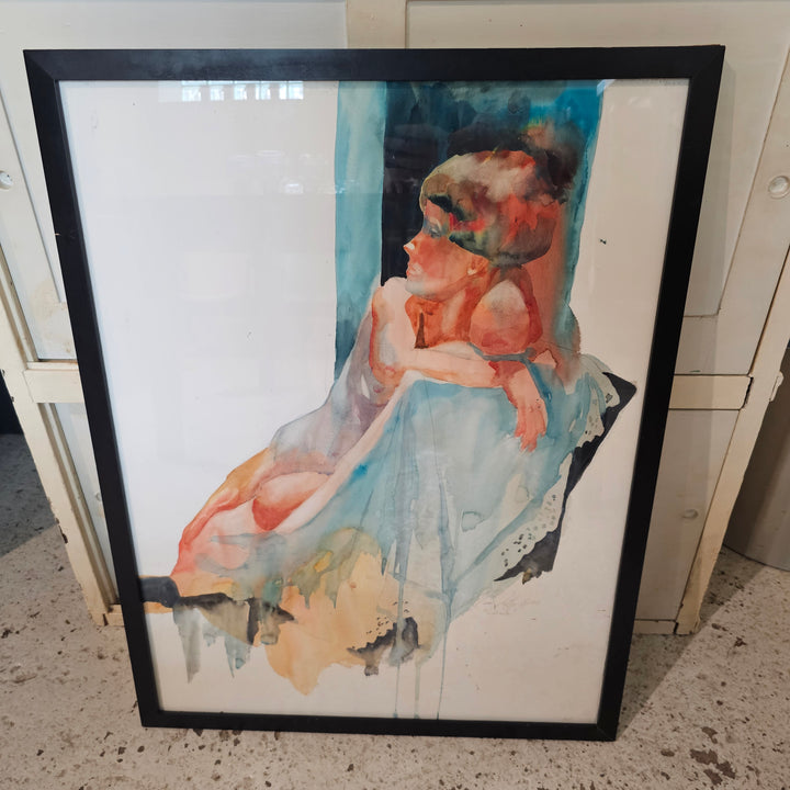 Original Signed Figural Watercolor