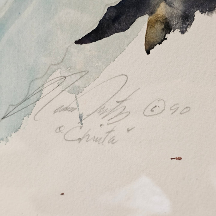 Original Signed Figural Watercolor
