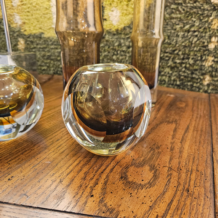 Faceted Amber Sommerso Vase
