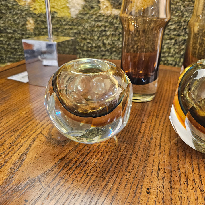 Faceted Amber Sommerso Vase