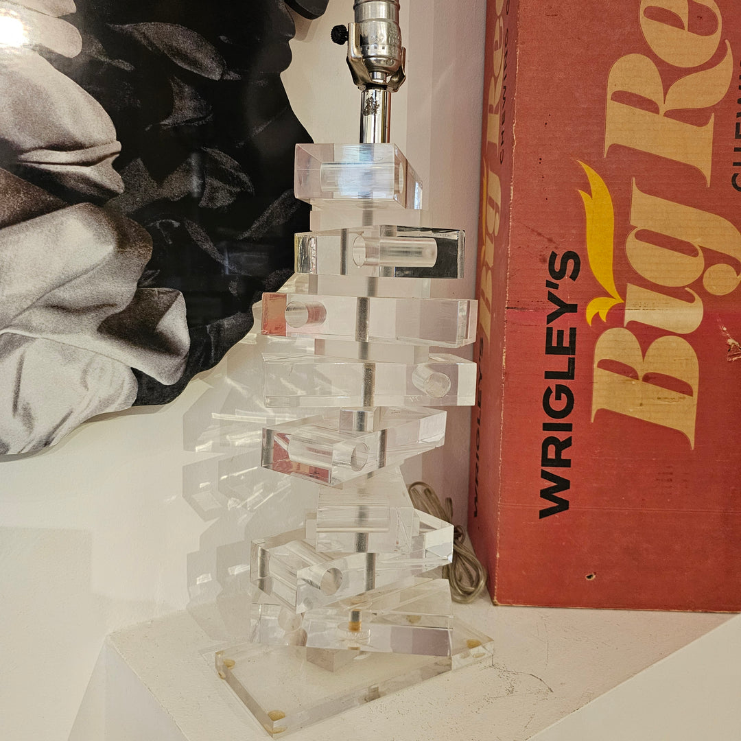 Stacked Lucite Table Lamp